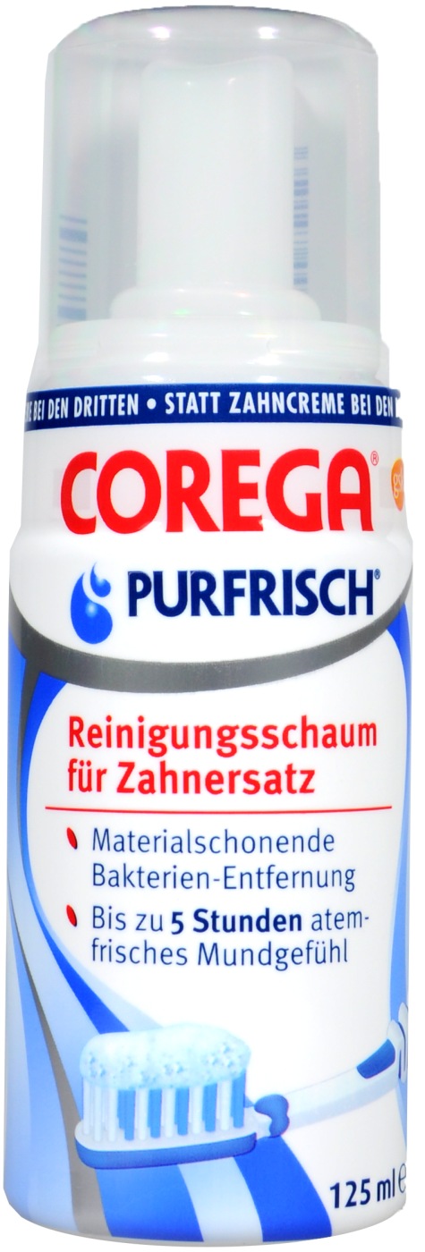 Corega Purfrisch Reinigungsschaum für Zahnersatz - 125 ml Corega Purfrisch Reinigungsschaum für Zahnersatz - 125 ml