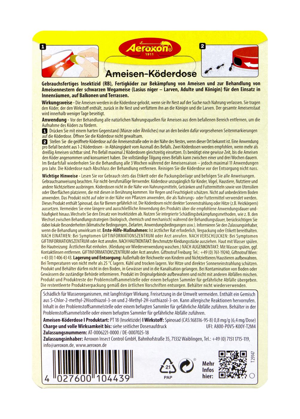 Aeroxon Ameisen Köderdose Aeroxon Ameisen Köderdose