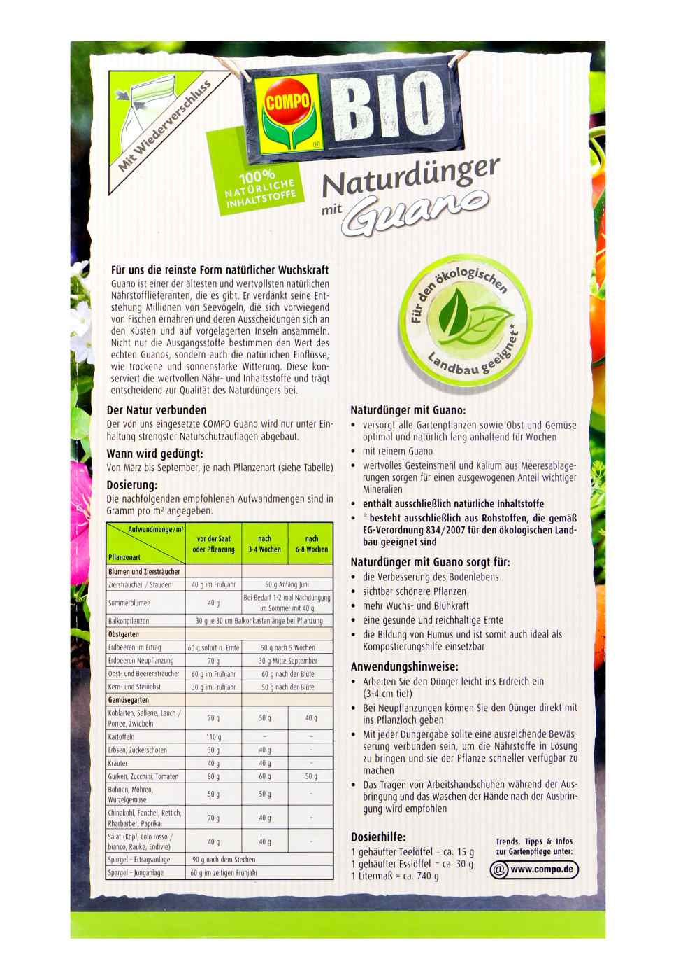 Compo Bio Naturdünger Guano - 1 kg Compo Bio Naturdünger Guano - 1 kg