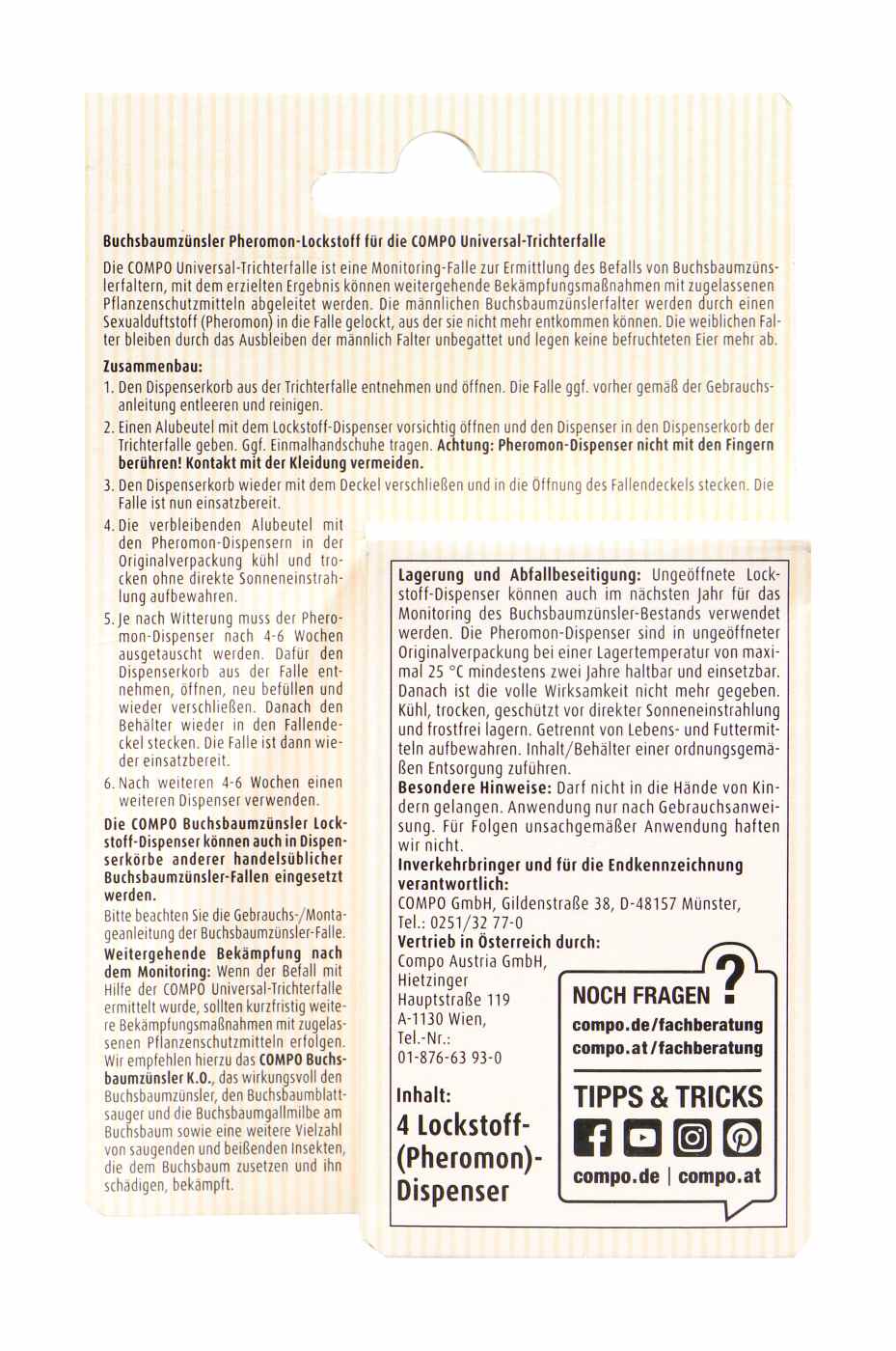 Compo Bio Buchsbaumzünsler Lockstoff - 4 Stück Compo Bio Buchsbaumzünsler Lockstoff - 4 Stück