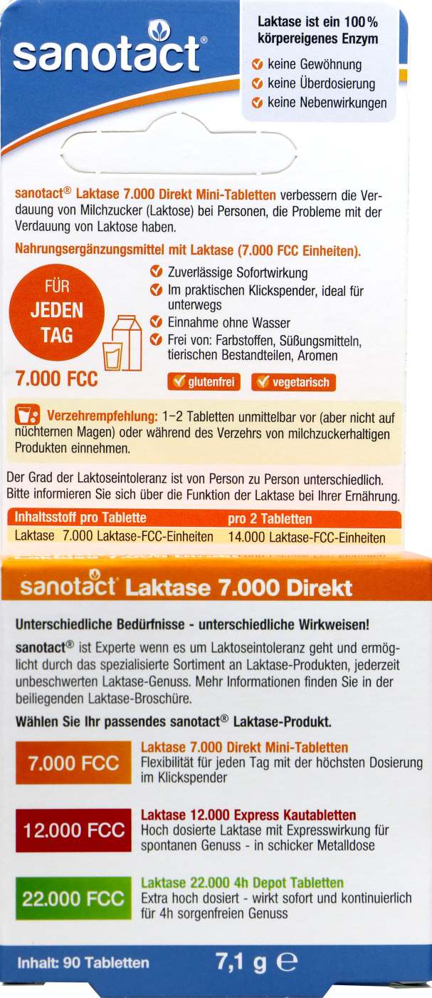 Sanotact Laktase 7.000 Mini-Tabletten - 90 Stück Sanotact Laktase 7.000 Mini-Tabletten - 90 Stück