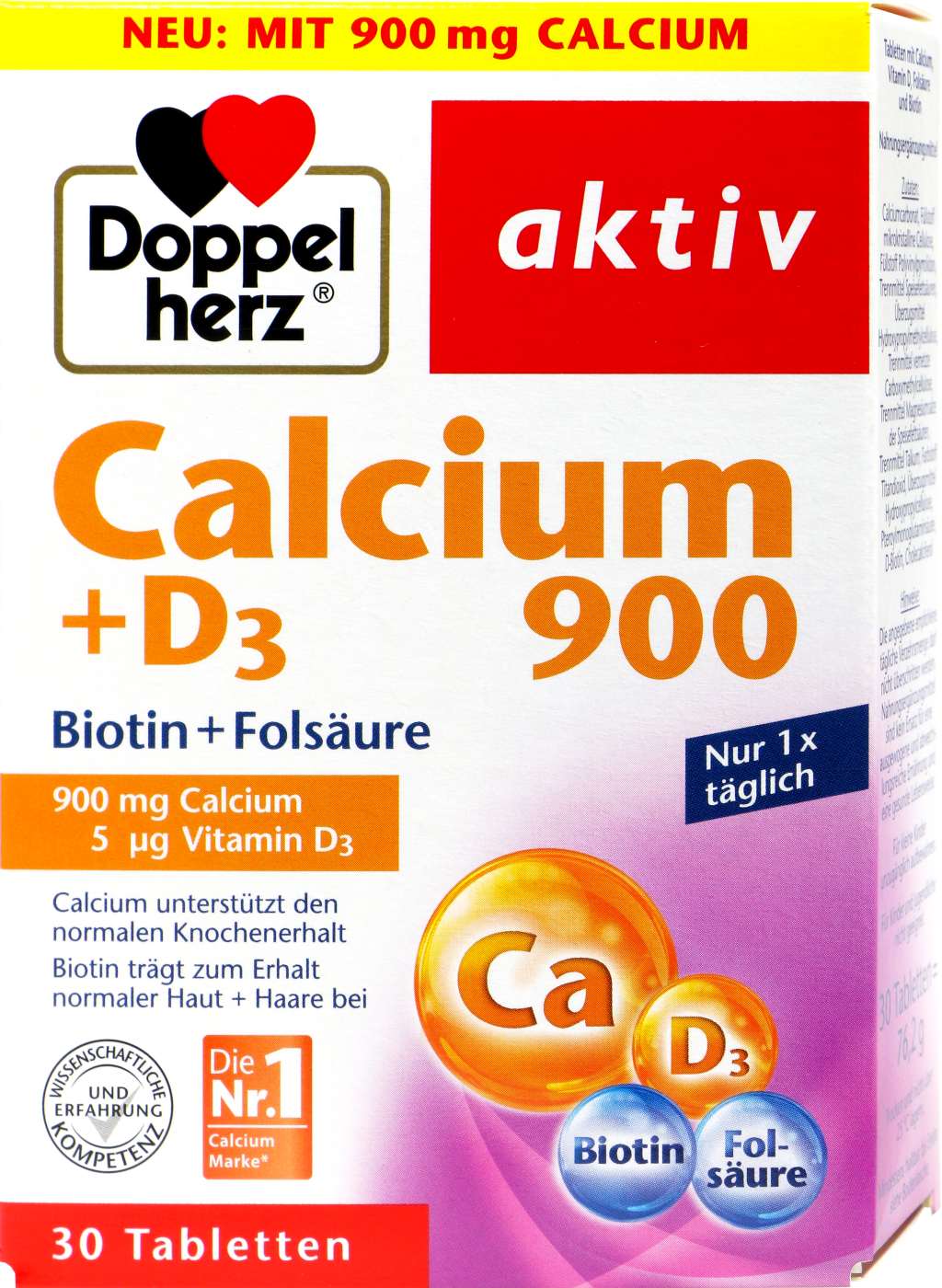 Doppelherz Calcium 900 + D3 + Folsäure + Biotin - 30 Stück Doppelherz Calcium 900 + D3 + Folsäure + Biotin - 30 Stück