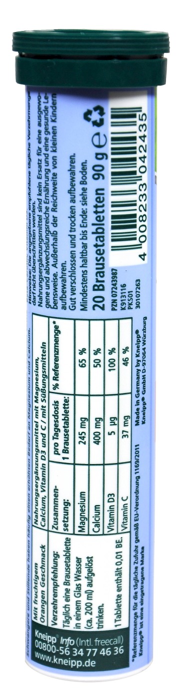 Kneipp Magnesium + Calcium + D3 Brausetabletten - 20 Stück Kneipp Magnesium + Calcium + D3 Brausetabletten - 20 Stück