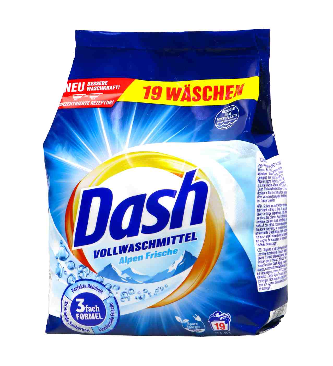 Dash Alpen Frische Waschmittel Pulver 19 Waschladungen - 0,95 kg