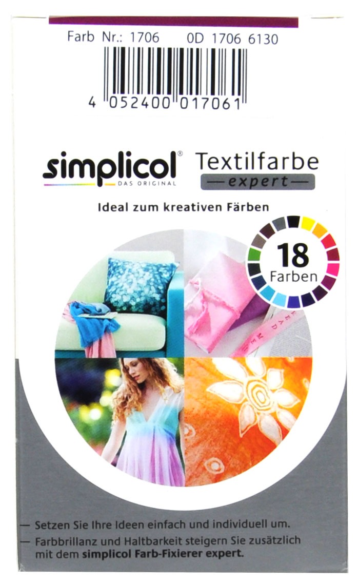 Simplicol Expert Brombeer-Rot Textilfarbe - 1706 - 150 g Simplicol Expert Brombeer-Rot Textilfarbe - 1706 - 150 g
