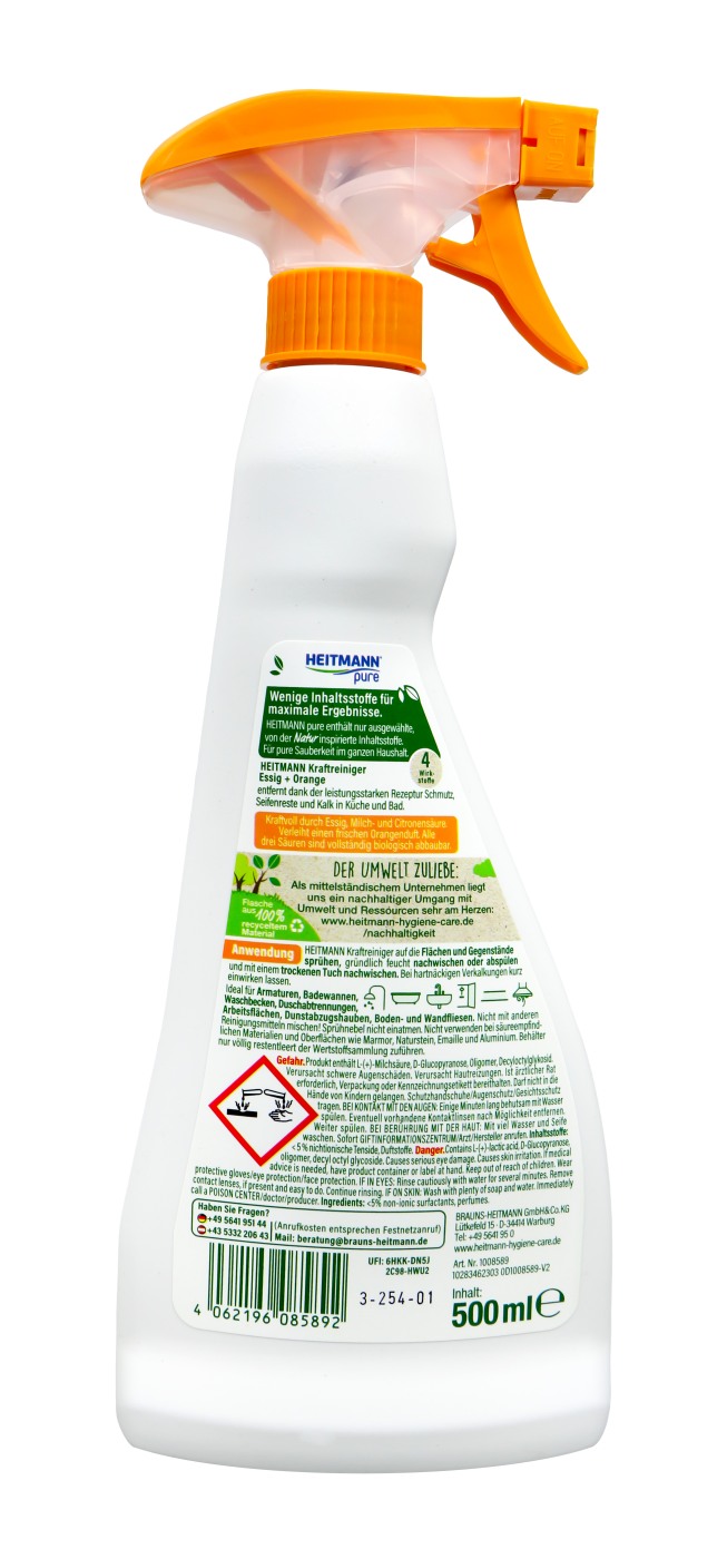Heitmann Pure Kraftreiniger Essig + Orange - 500 ml Heitmann Pure Kraftreiniger Essig + Orange - 500 ml