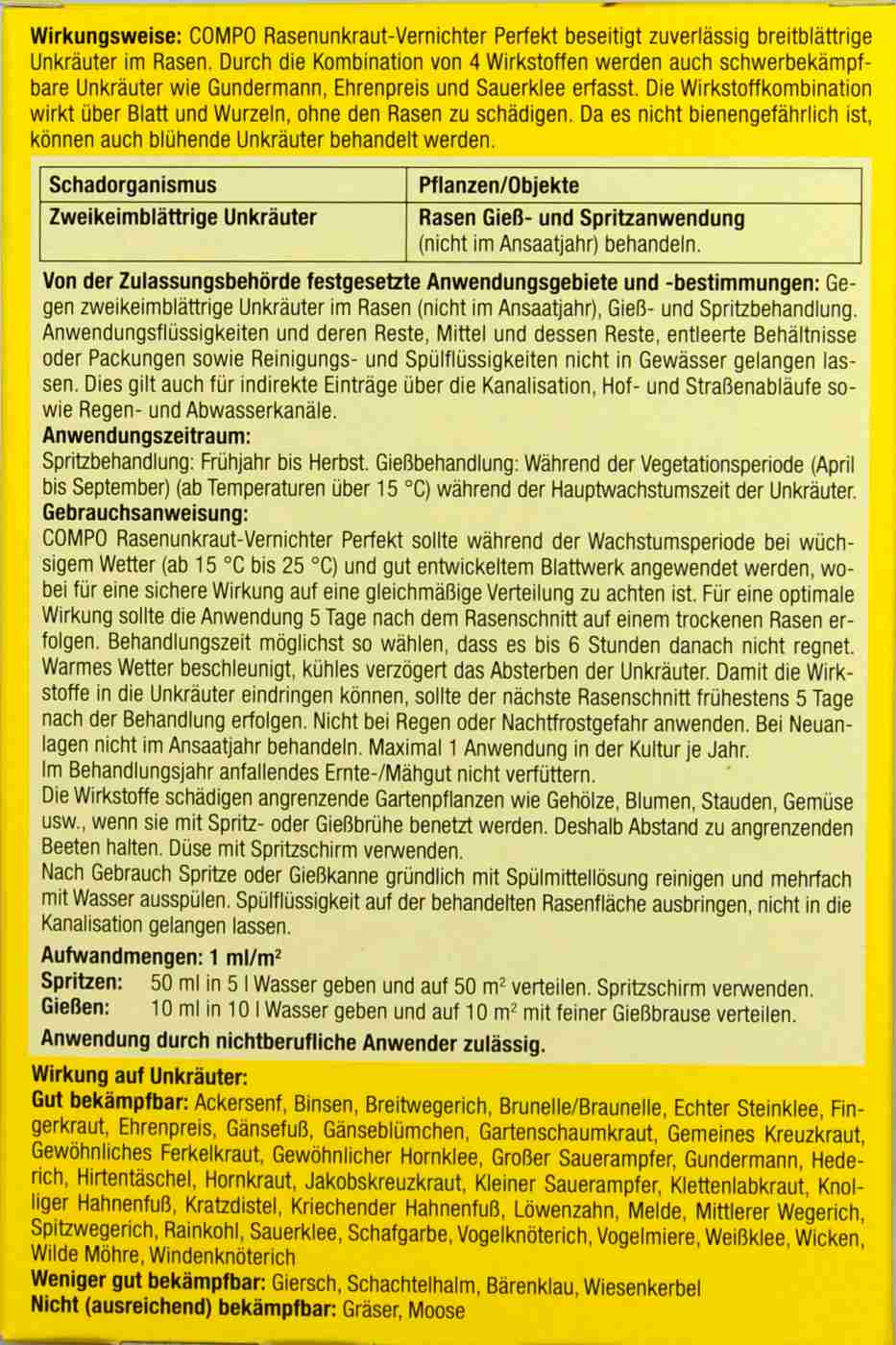 Compo Rasenunkraut-Vernichter Perfekt - 200 ml Compo Rasenunkraut-Vernichter Perfekt - 200 ml