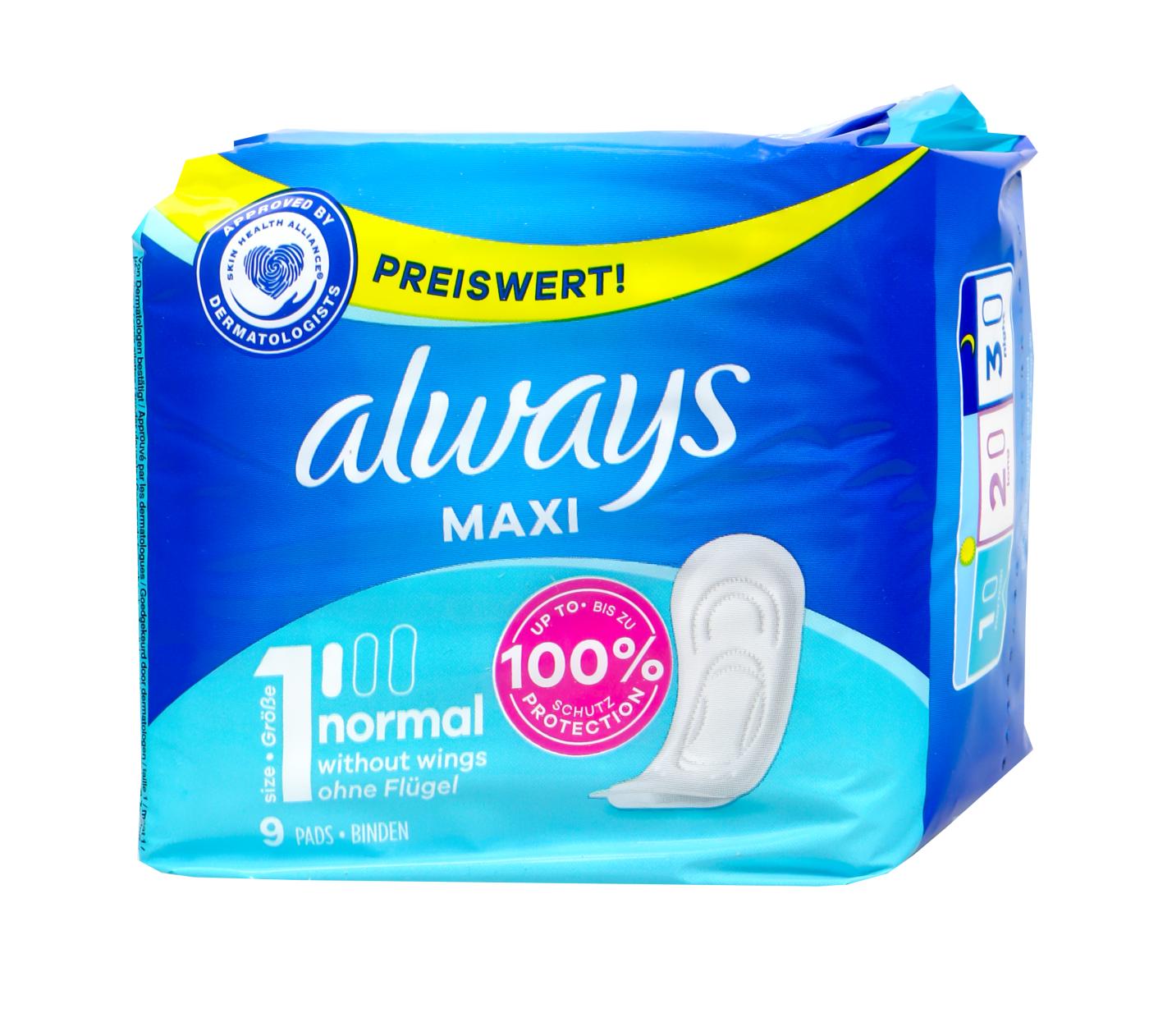 Always Maxi Binden Classic Sparpaket - 9 Stück Always Maxi Binden Classic Sparpaket - 9 Stück