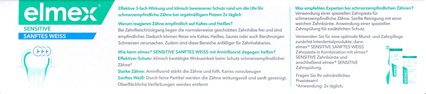 Elmex Zahnpasta Sensitive Sanftes Weiß - 75 ml Elmex Zahnpasta Sensitive Sanftes Weiß - 75 ml