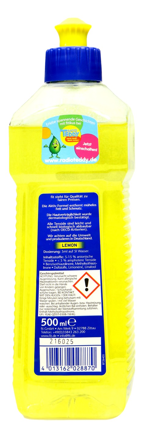 Fit Geschirrspülmittel Lemon - 500 ml Fit Geschirrspülmittel Lemon - 500 ml