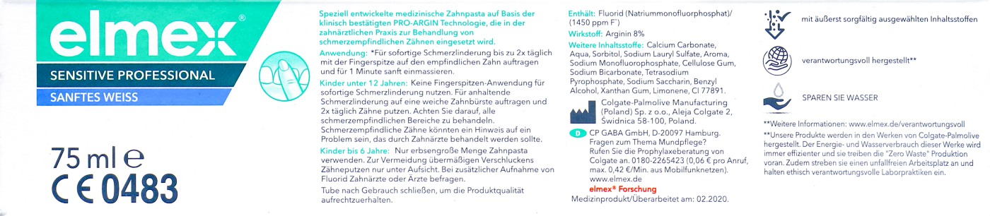 Elmex Zahnpasta Sensitive Professional Sanftes Weiß - 75 ml Elmex Zahnpasta Sensitive Professional Sanftes Weiß - 75 ml