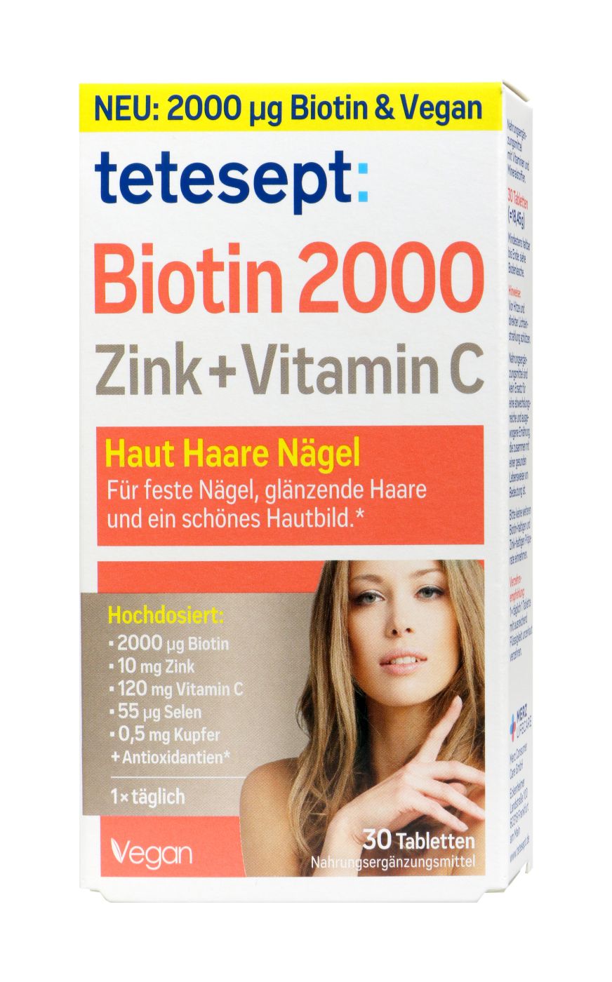 Tetesept Biotin 2000 + Zink + Vitamin C - 30 Stück Tetesept Biotin 2000 + Zink + Vitamin C - 30 Stück