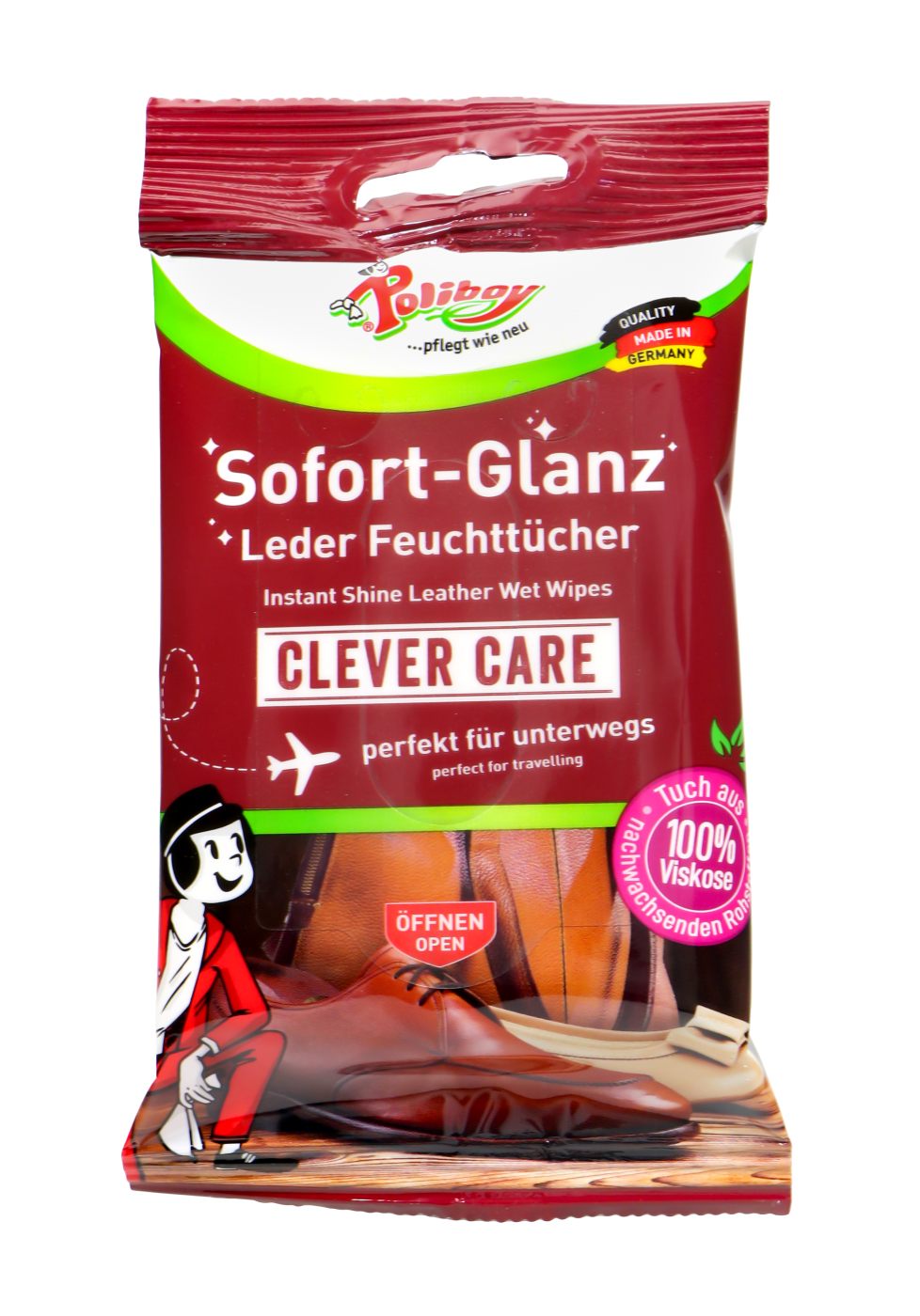 Poliboy Sofort-Glanz Leder Feuchttücher - 10 Stück Poliboy Sofort-Glanz Leder Feuchttücher - 10 Stück