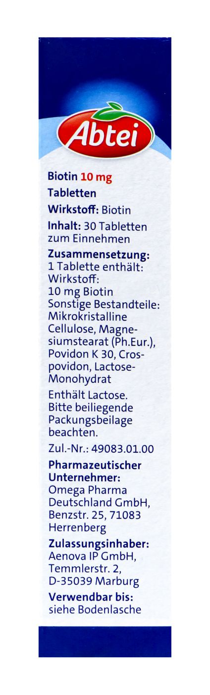 Abtei Biotin 10 mg Tabletten - 30 Stück Abtei Biotin 10 mg Tabletten - 30 Stück