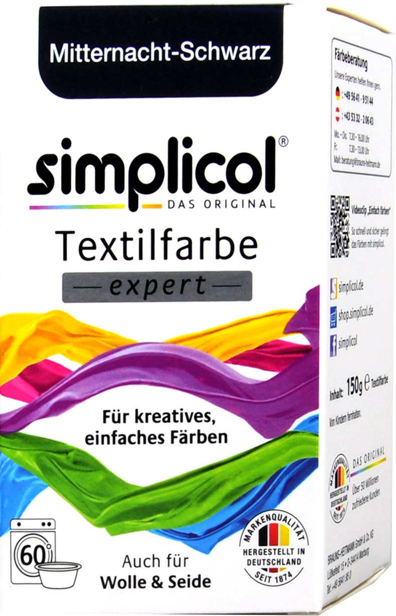 Simplicol Expert Mitternachts Schwarz Textilfarbe - 1718 - 150 g Simplicol Expert Mitternachts Schwarz Textilfarbe - 1718 - 150 g