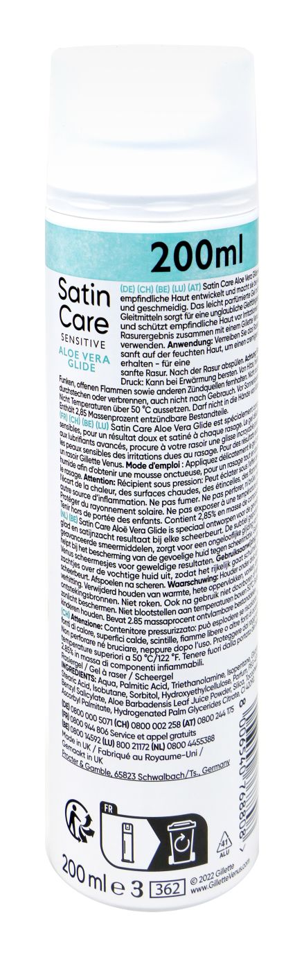 Gillette Women Satin Care Rasiergel Sensitive Aloe Vera - 200 ml Gillette Women Satin Care Rasiergel Sensitive Aloe Vera - 200 ml
