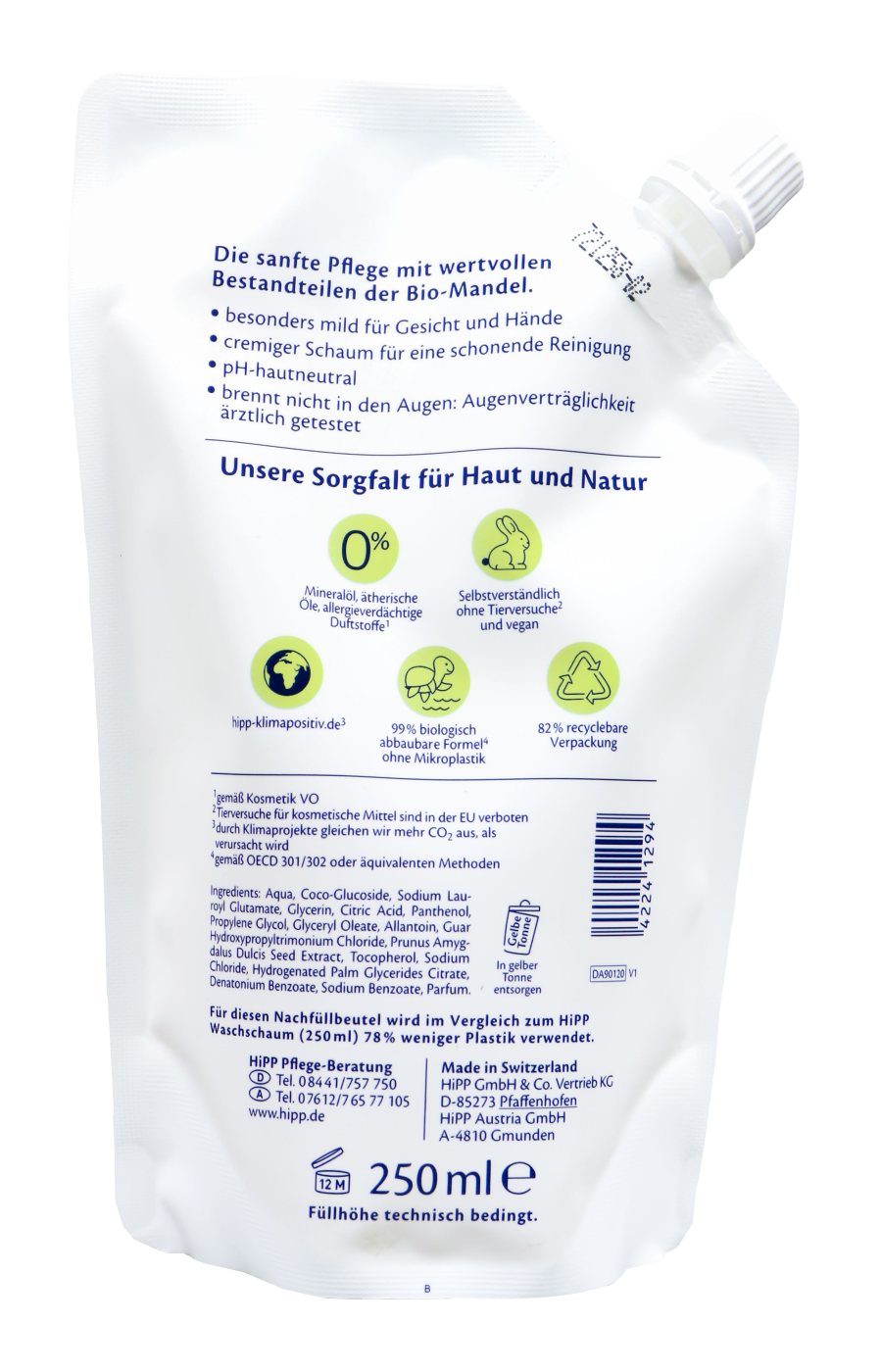 Hipp 90120 Babysanft Waschschaum Nachfüllung - 250 ml Hipp 90120 Babysanft Waschschaum Nachfüllung - 250 ml