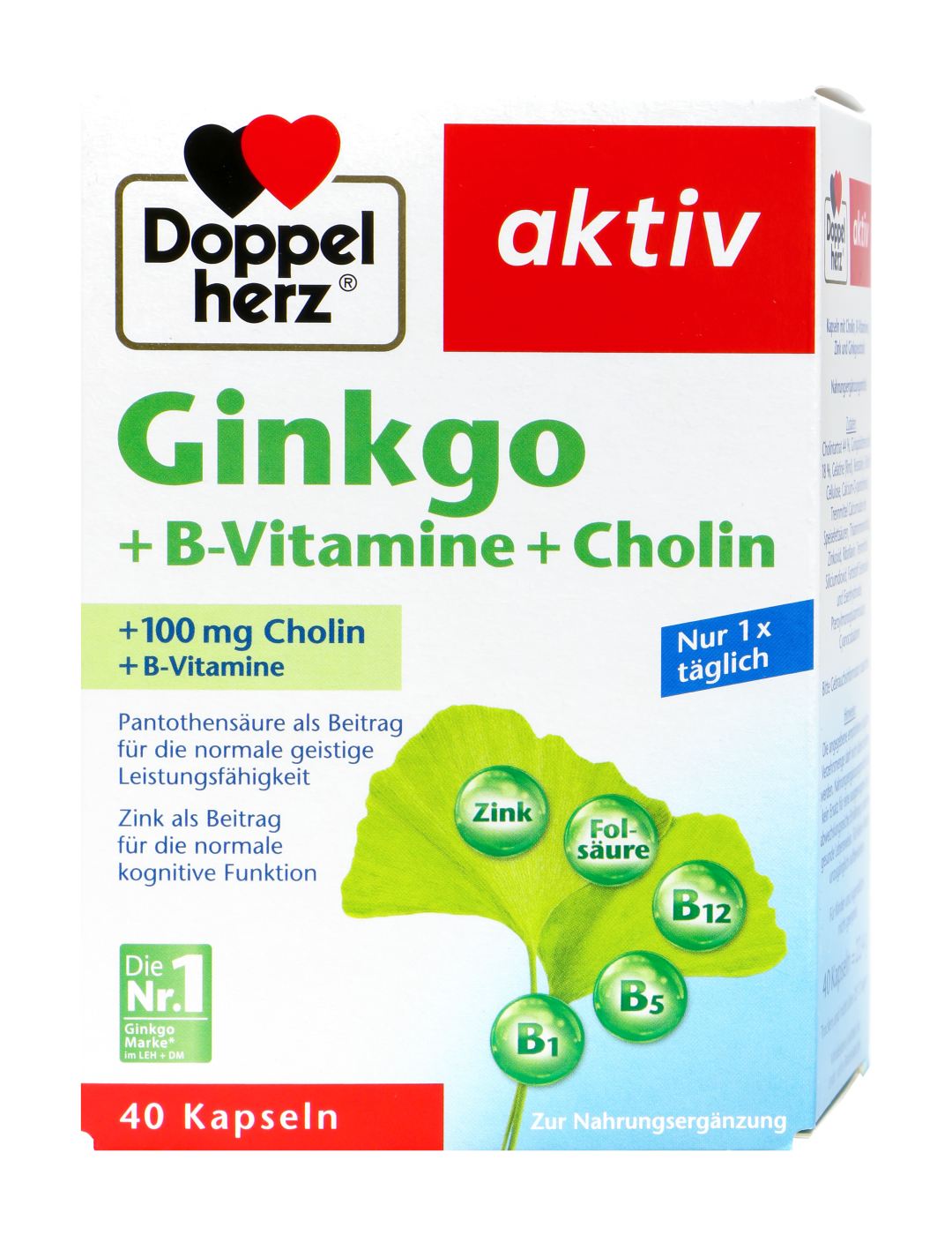 Doppelherz Ginkgo + B-Vitamine + Cholin - 40 Stück Doppelherz Ginkgo + B-Vitamine + Cholin - 40 Stück