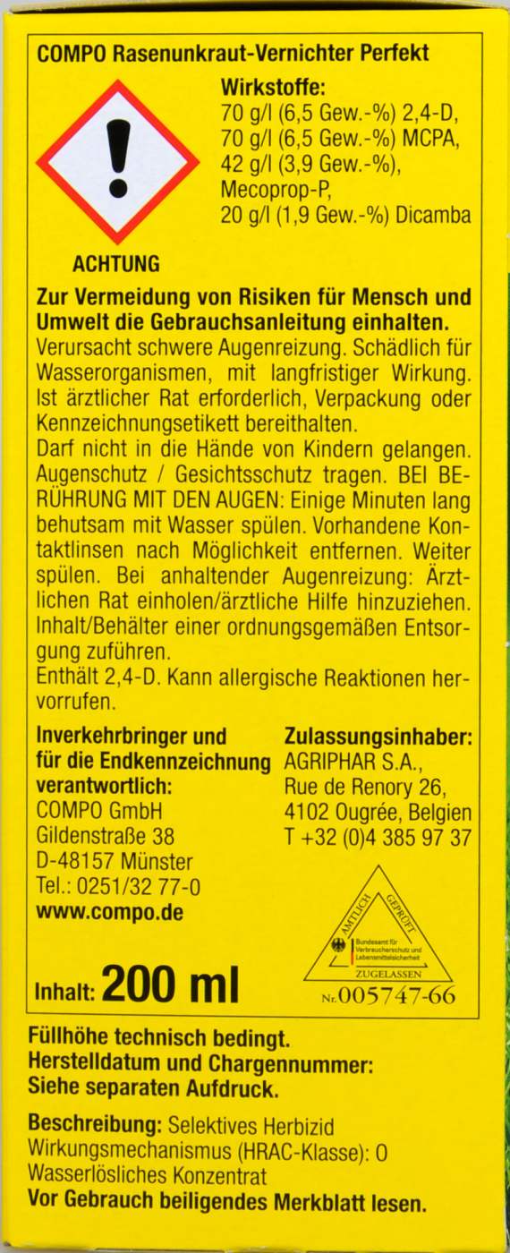 Compo Rasenunkraut-Vernichter Perfekt - 200 ml Compo Rasenunkraut-Vernichter Perfekt - 200 ml