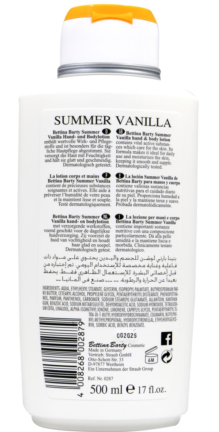 Bettina Barty Vanilla Summer Hand & Body Lotion - 500 ml Bettina Barty Vanilla Summer Hand & Body Lotion - 500 ml