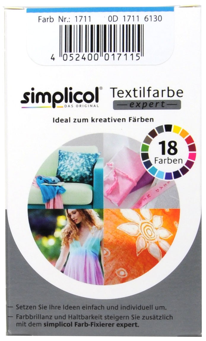 Simplicol Expert Südsee-Türkis Textilfarbe - 1711 - 150 g Simplicol Expert Südsee-Türkis Textilfarbe - 1711 - 150 g