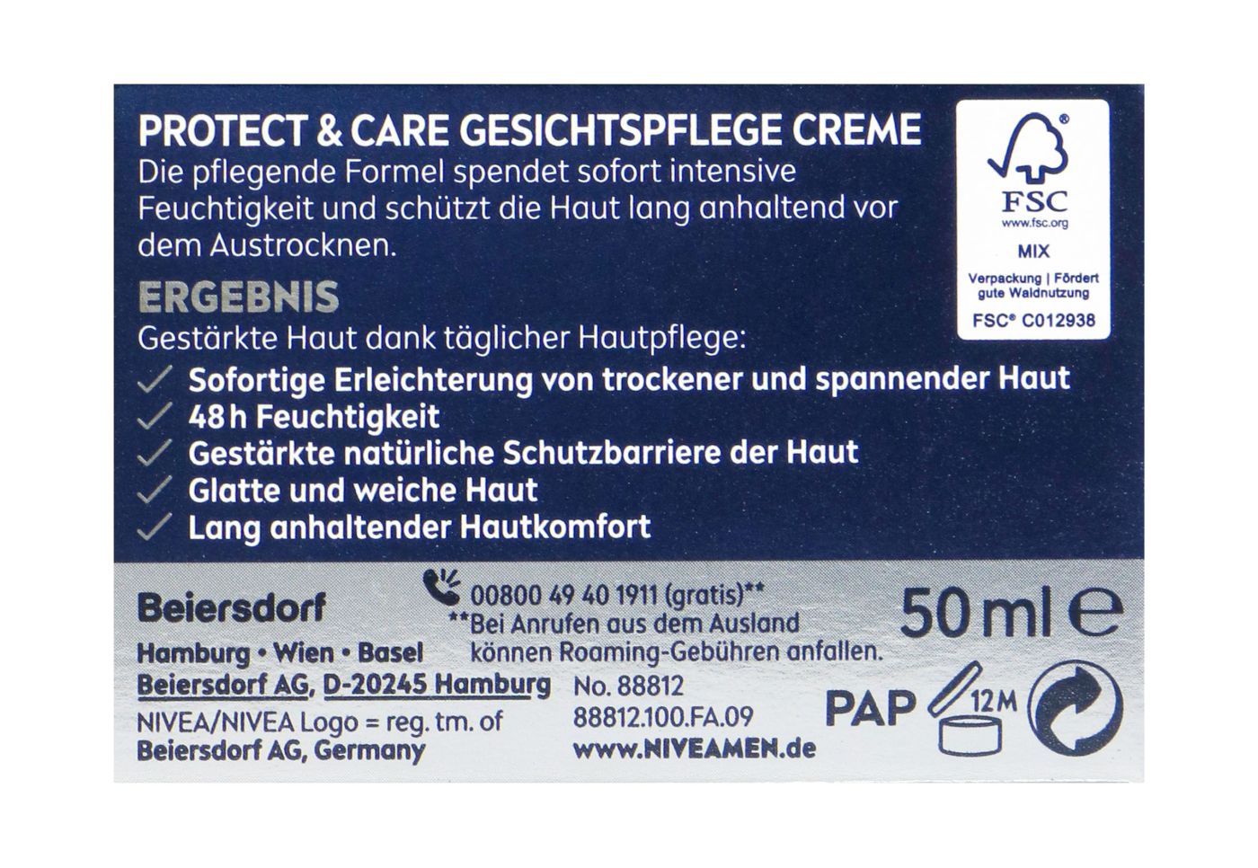 Nivea Men Protect and Care Intensive Feuchtigkeitscreme - 50 ml Nivea Men Protect and Care Intensive Feuchtigkeitscreme - 50 ml