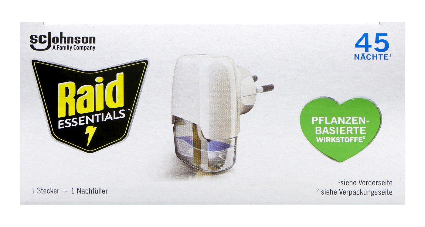 Raid Essentials Mücken-Stecker 45 Nächte Original Mücken + Tigermücken - 32ml Raid Essentials Mücken-Stecker 45 Nächte Original Mücken + Tigermücken - 32ml