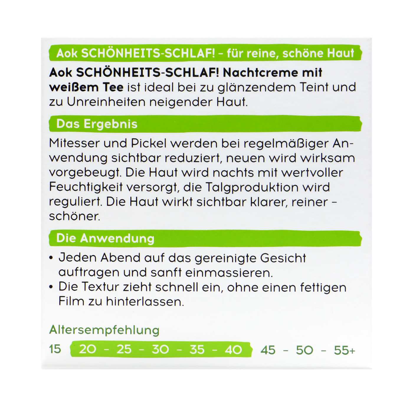 AOK Schönheits-Schlaf Nachtcreme mit weißem Tee - 50 ml AOK Schönheits-Schlaf Nachtcreme mit weißem Tee - 50 ml