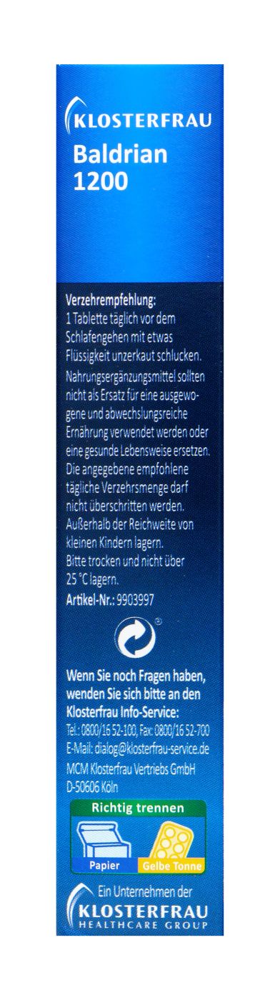 Klosterfrau Baldrian 1200 Tabletten - 30 Stück Klosterfrau Baldrian 1200 Tabletten - 30 Stück