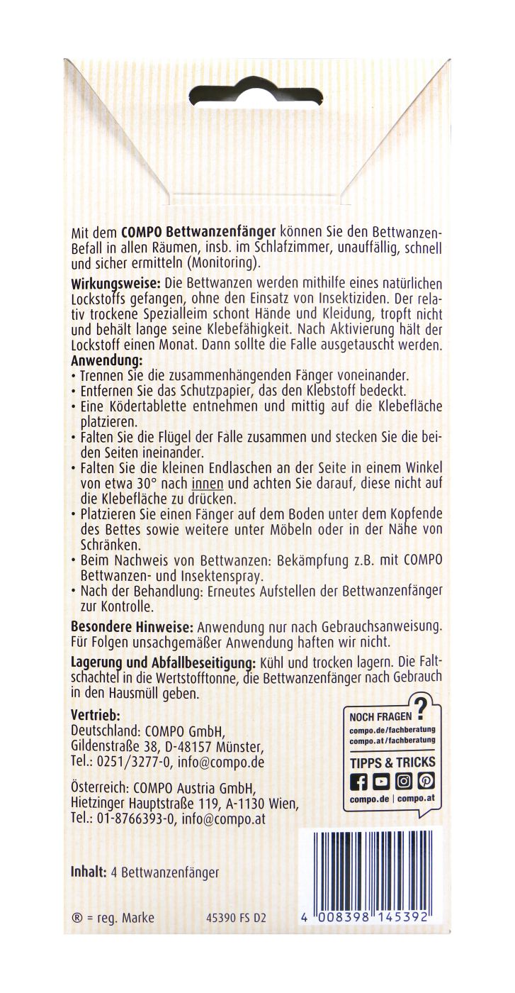 Compo Bettwanzenfänger - 4 Stück Compo Bettwanzenfänger - 4 Stück