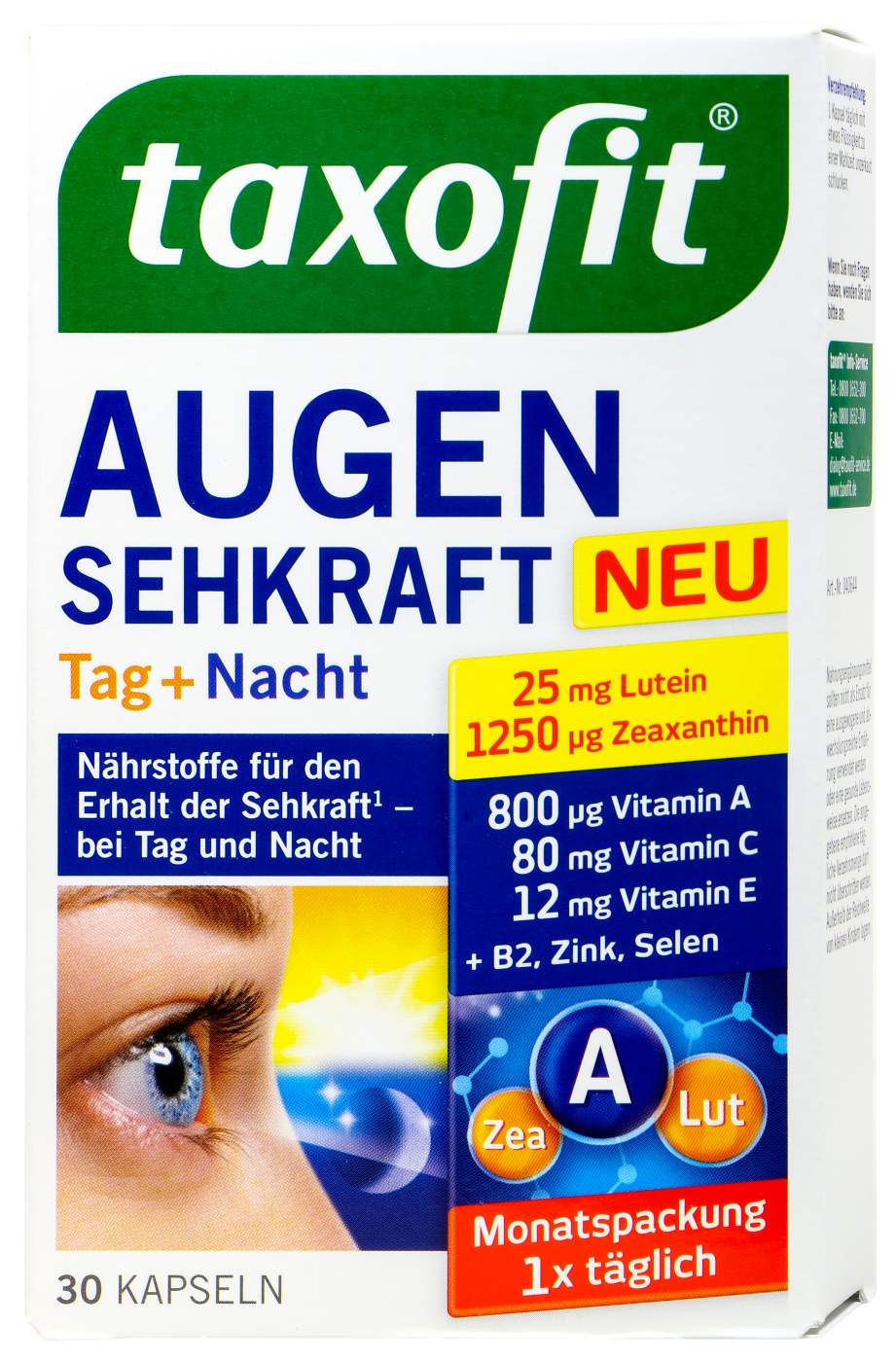 Taxofit Augen Sehkraft Tag&Nacht ext. kleine Kps 17mg Lutein - 30 Stück Taxofit Augen Sehkraft Tag&Nacht ext. kleine Kps 17mg Lutein - 30 Stück