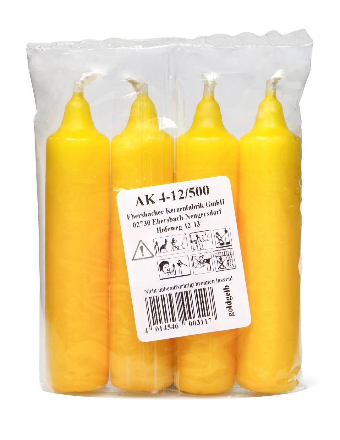 Adventskerzen Goldgelb [12 / 500] - 4 Stück