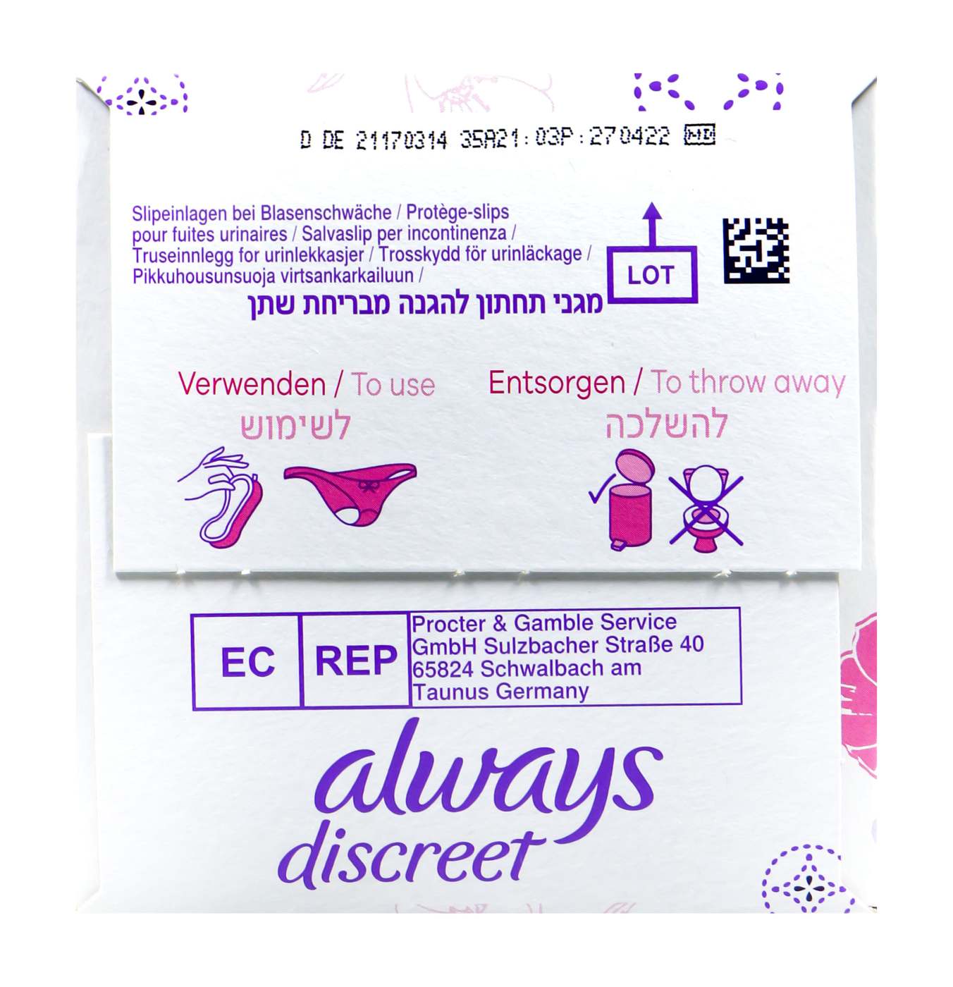 Always discreet Inkontinenz Liner Slipeinlagen - 28 Stück Always discreet Inkontinenz Liner Slipeinlagen - 28 Stück