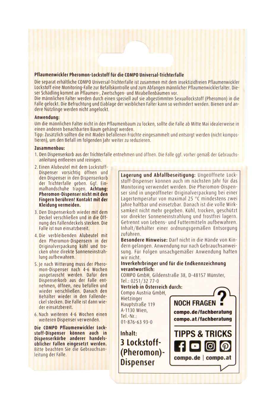 Compo Bio Pflaumenwickler Lockstoff - 3 Stück Compo Bio Pflaumenwickler Lockstoff - 3 Stück
