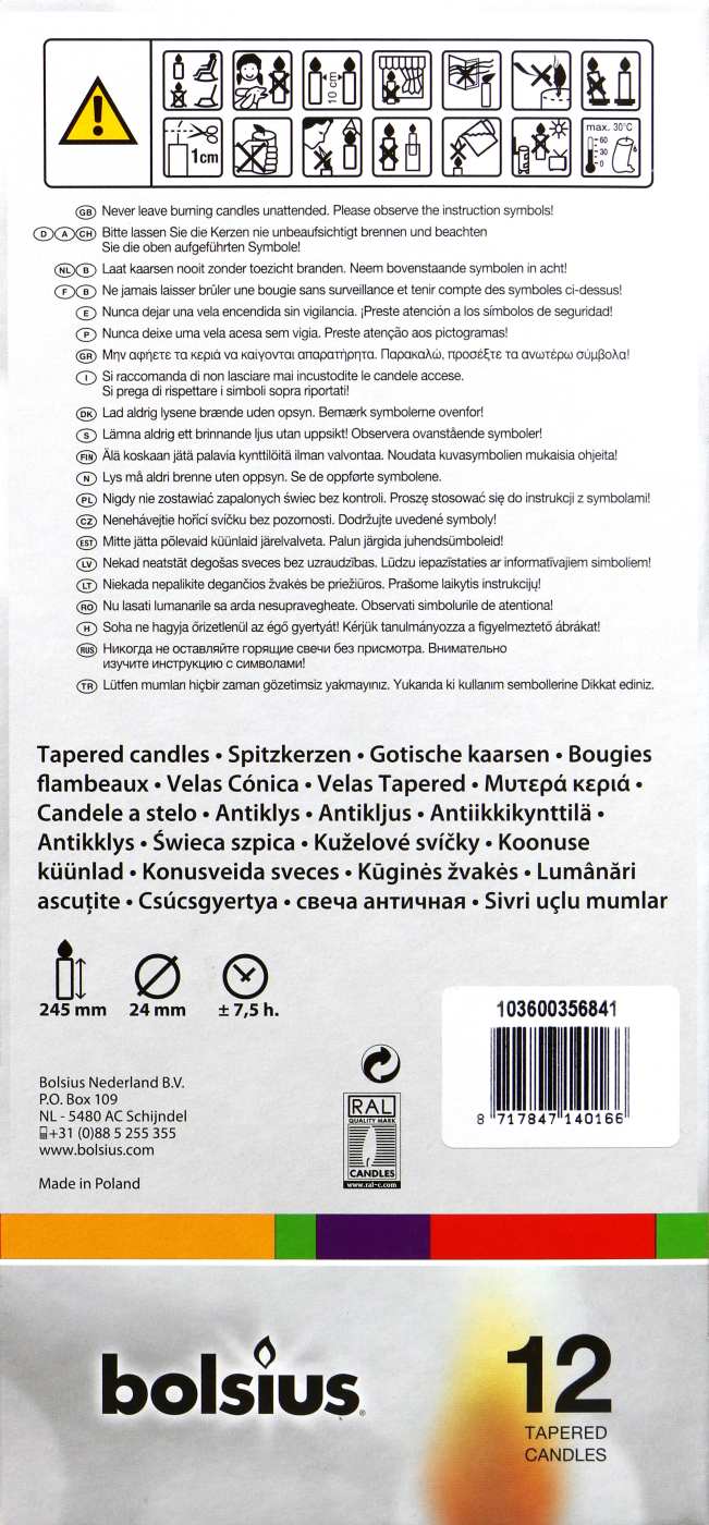 Bolsius Spitzkerze Rot - 1 Stück Bolsius Spitzkerze Rot - 1 Stück