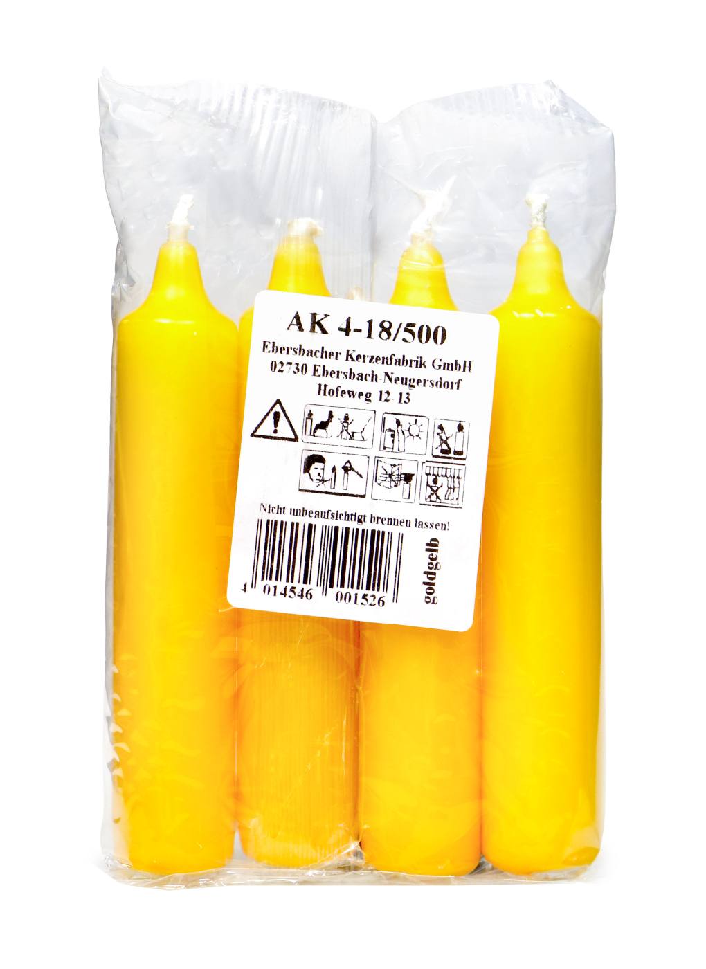 Adventskerzen Goldgelb [18 / 500] - 4 Stück