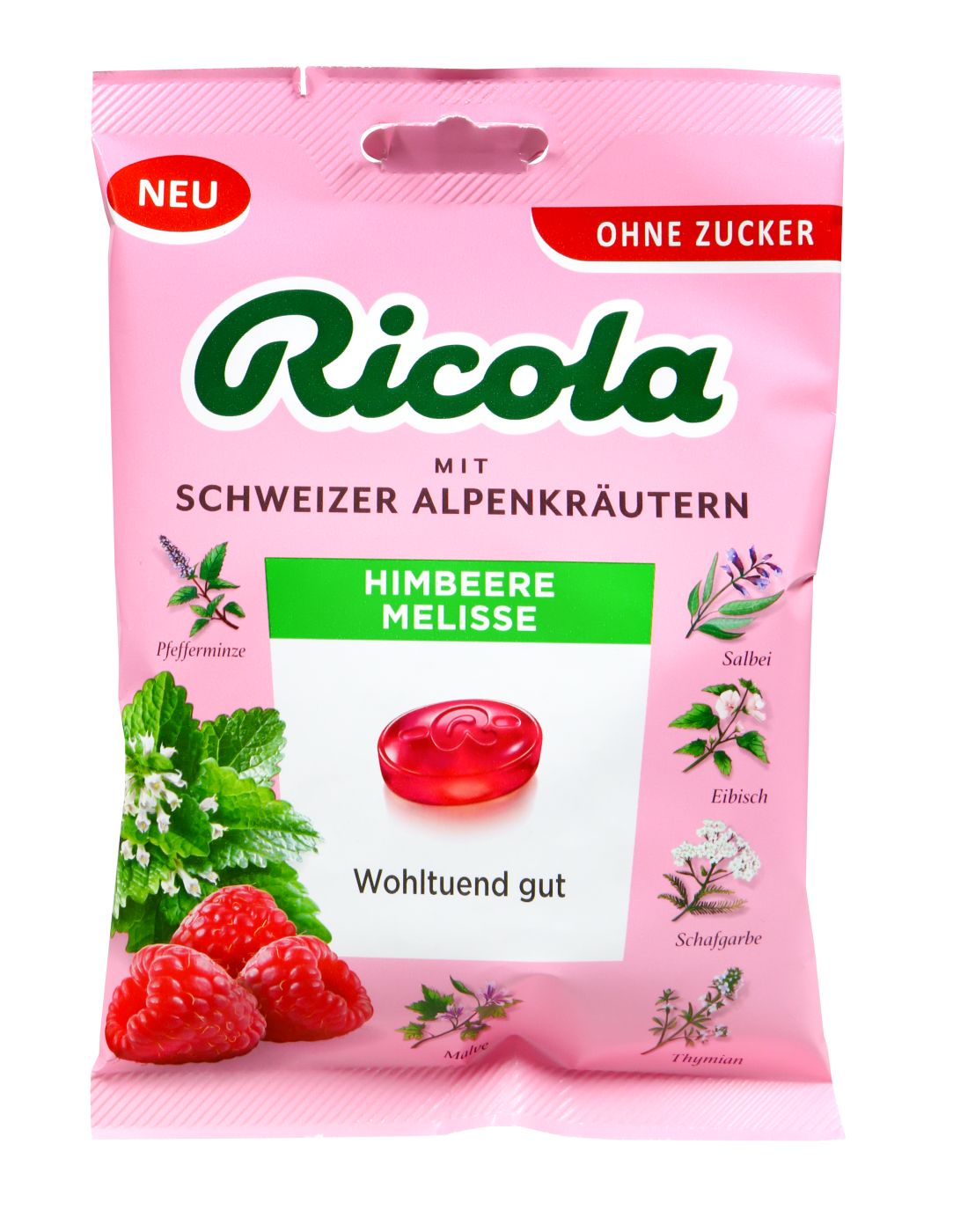 Ricola Himbeere Melisse Zuckerfrei - 75 g Ricola Himbeere Melisse Zuckerfrei - 75 g