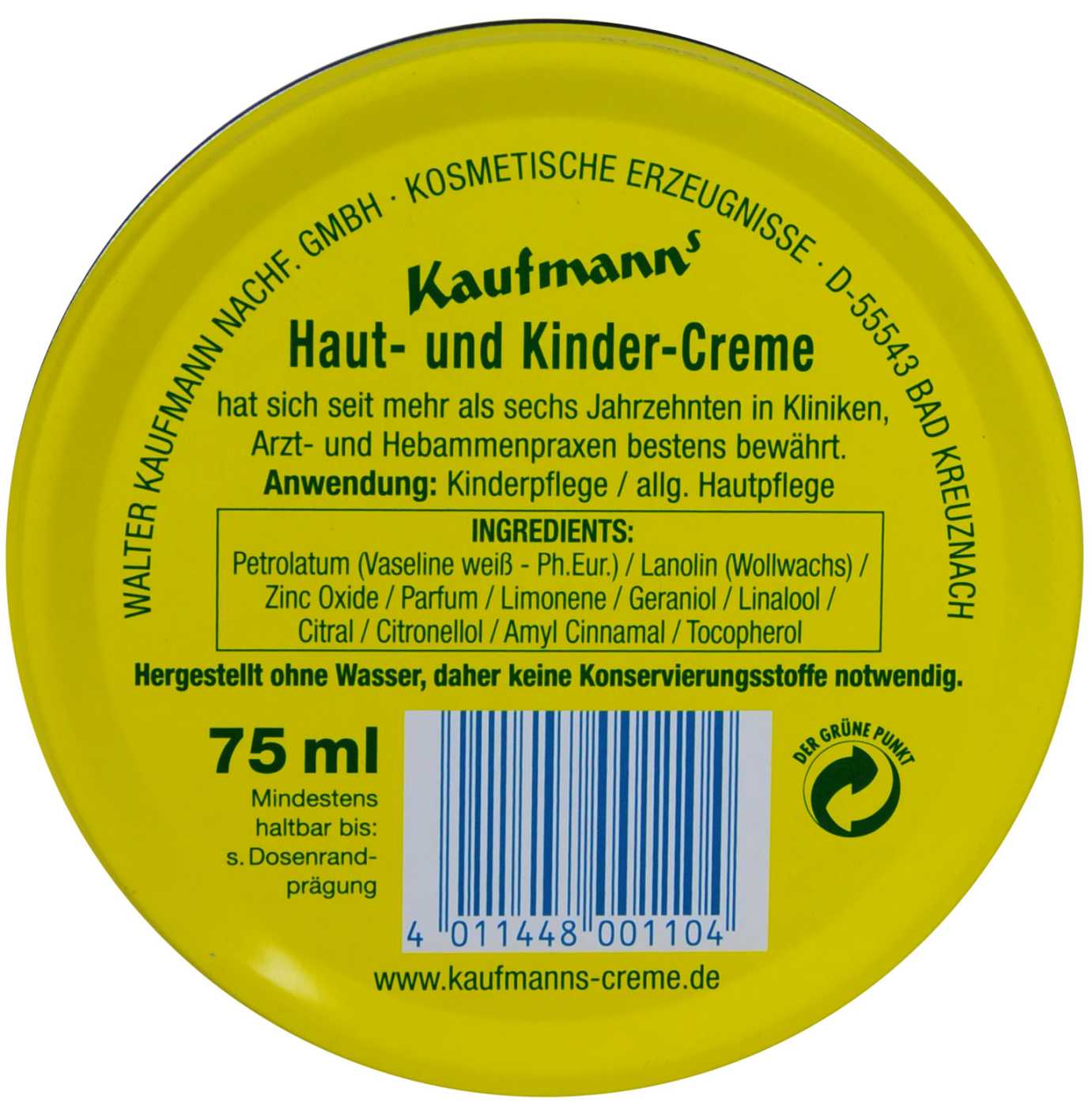 Kaufmanns Haut- und Kinder-Creme - 75 ml Kaufmanns Haut- und Kinder-Creme - 75 ml