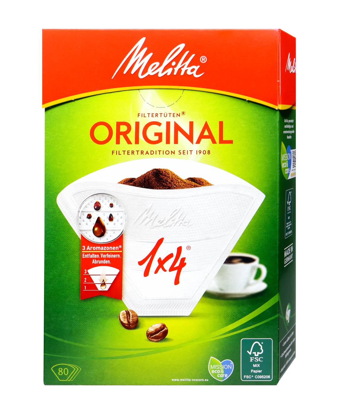 Melitta Filtertüten 1x4 weiß Aroma - 80 Stück Melitta Filtertüten 1x4 weiß Aroma - 80 Stück