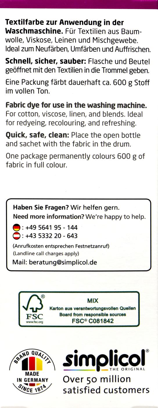 Simplicol Intensiv Sinnliche Beere Textilfarbe - 1806 Simplicol Intensiv Sinnliche Beere Textilfarbe - 1806