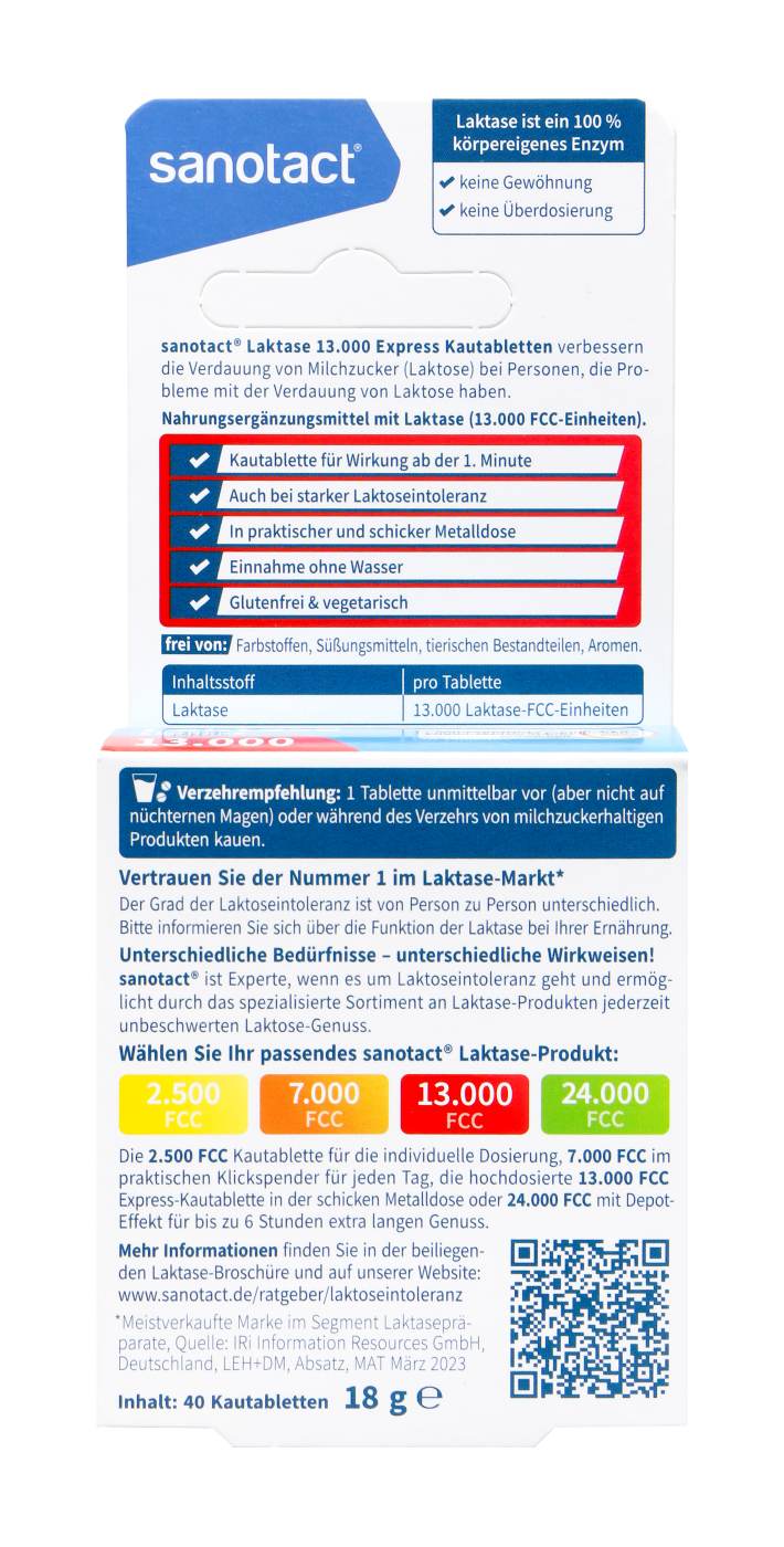 Sanotact Laktase Express 13.000 Kautabletten - 40 Stück Sanotact Laktase Express 13.000 Kautabletten - 40 Stück