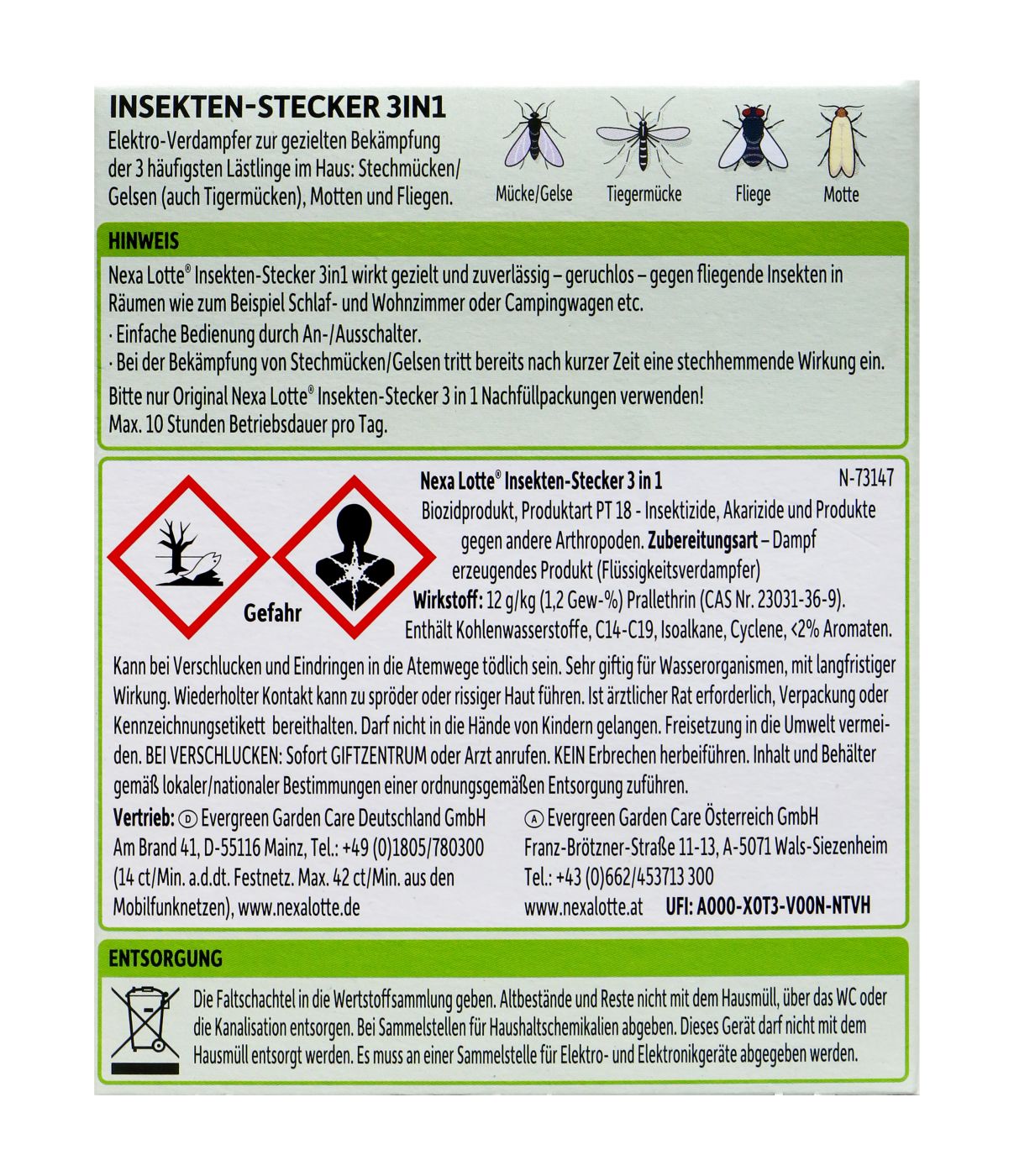 Nexa Lotte Insektenstecker 3in1 - Stecker + 35 ml Nexa Lotte Insektenstecker 3in1 - Stecker + 35 ml