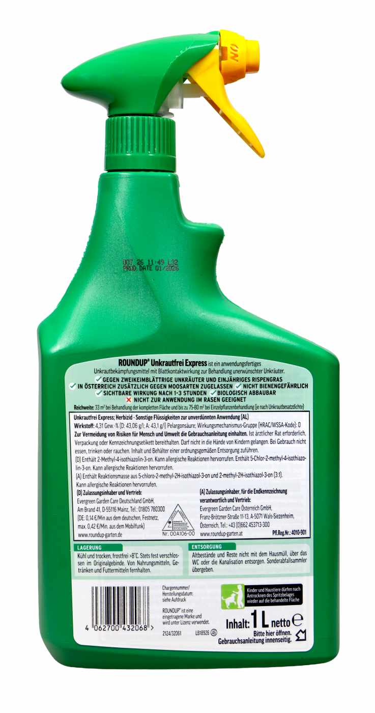 Roundup Unkrautfrei Express Sprühflasche - 1 l Roundup Unkrautfrei Express Sprühflasche - 1 l