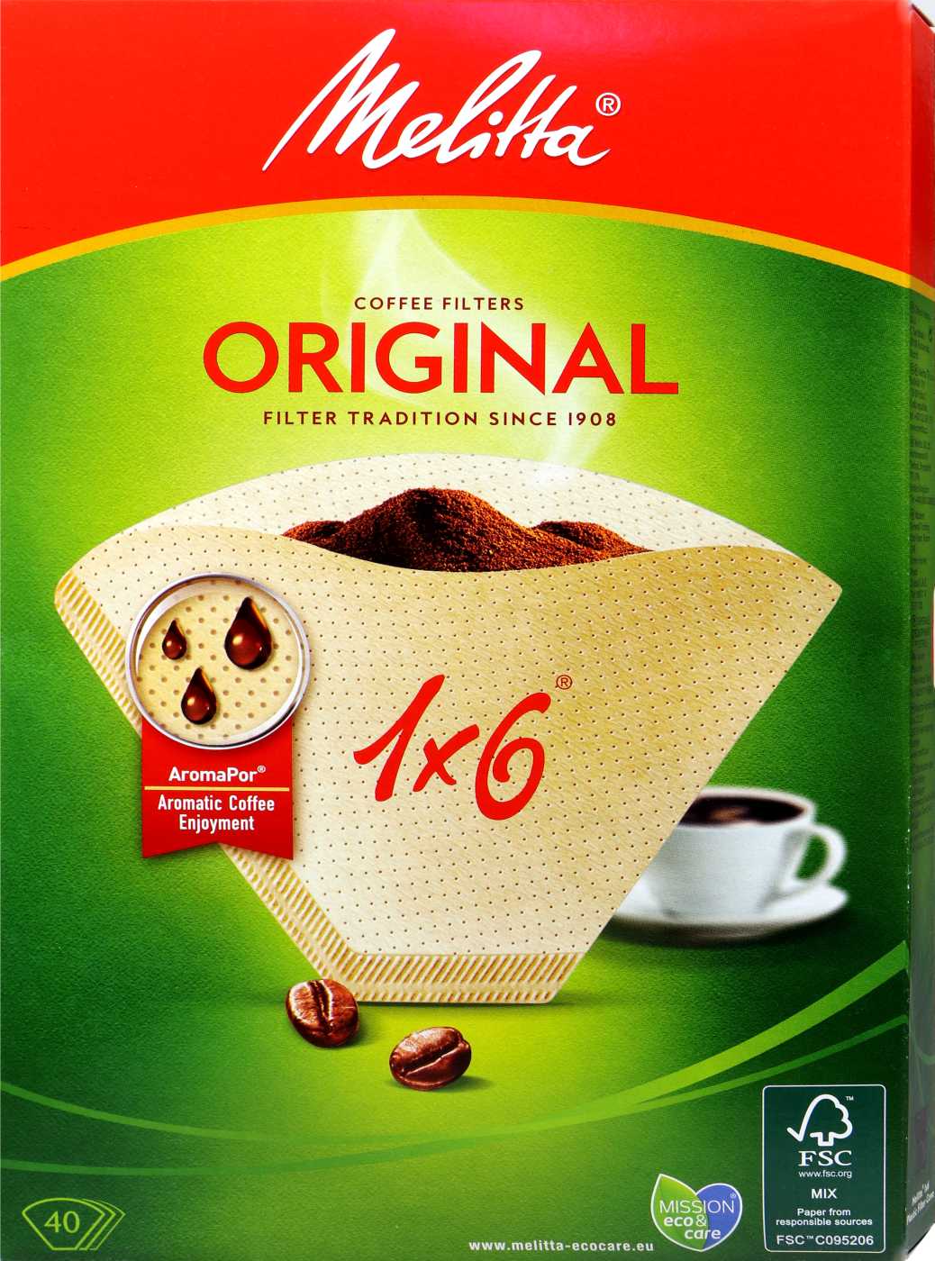 Melitta Filtertüten 1x6 Naturbraun - 40 Stück Melitta Filtertüten 1x6 Naturbraun - 40 Stück