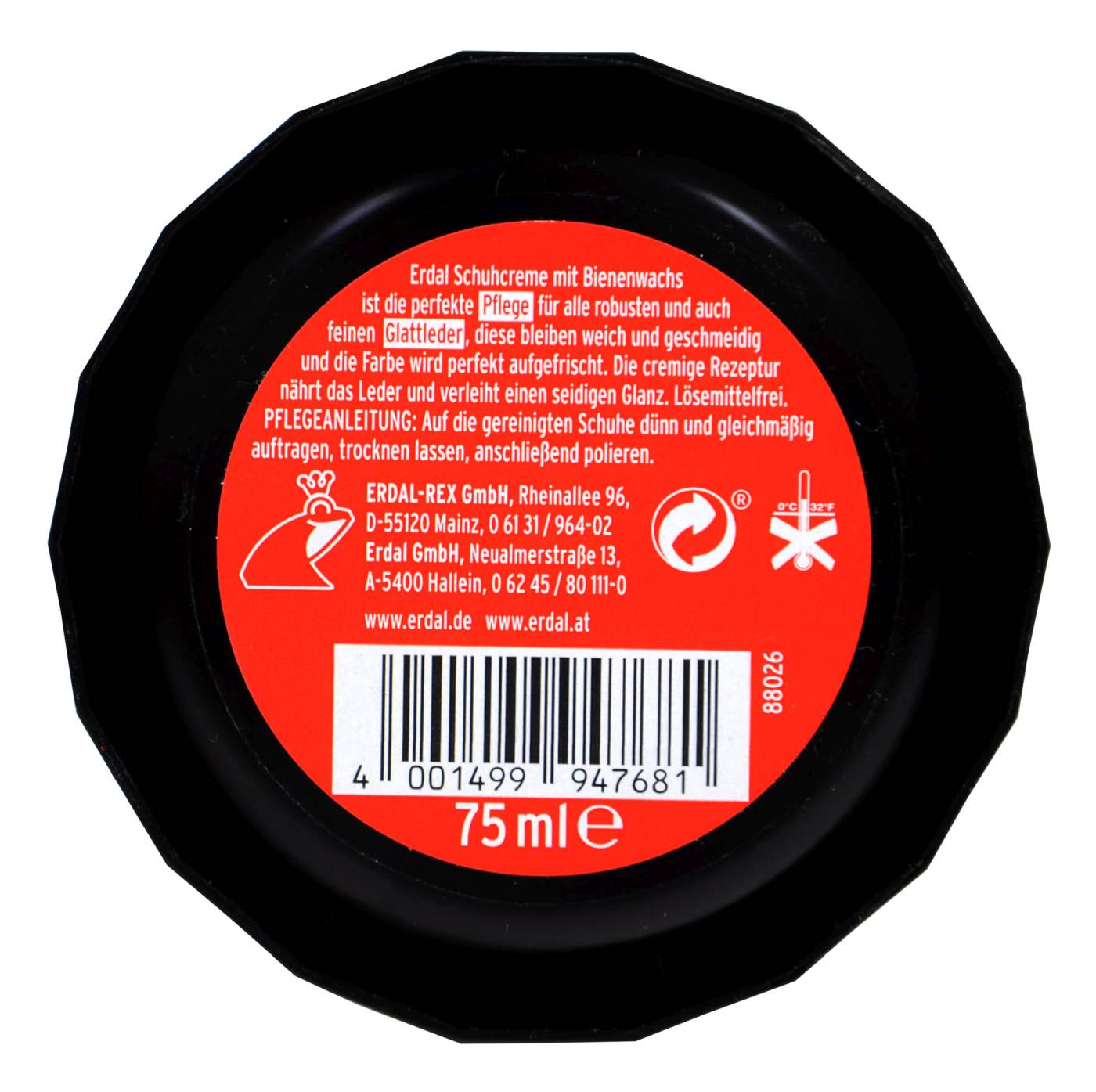 Erdal Schuhcreme Schwarz - 75 ml Erdal Schuhcreme Schwarz - 75 ml