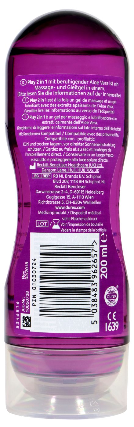 Durex Play 2 in 1 Massage und Gleitgel Aloe Vera - 200 ml Durex Play 2 in 1 Massage und Gleitgel Aloe Vera - 200 ml