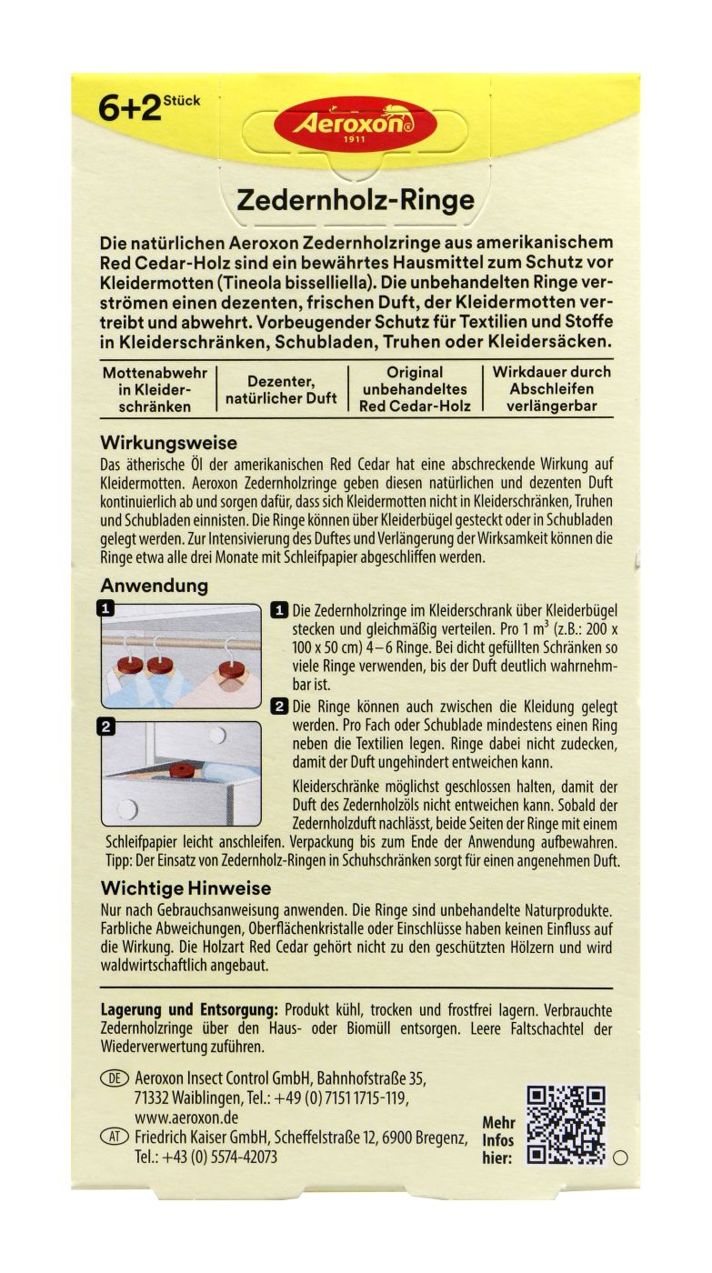 Aeroxon Zedernholzringe - 8 Stück Aeroxon Zedernholzringe - 8 Stück