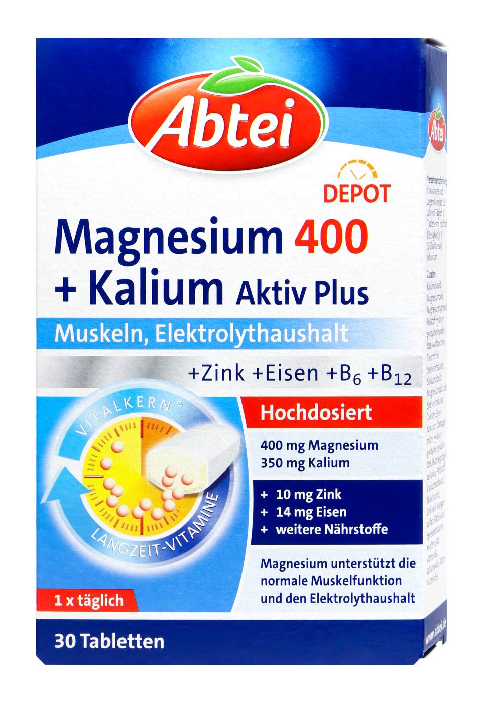 Abtei Magnesium 400 + Kalium Tabletten - 30 Stück Abtei Magnesium 400 + Kalium Tabletten - 30 Stück