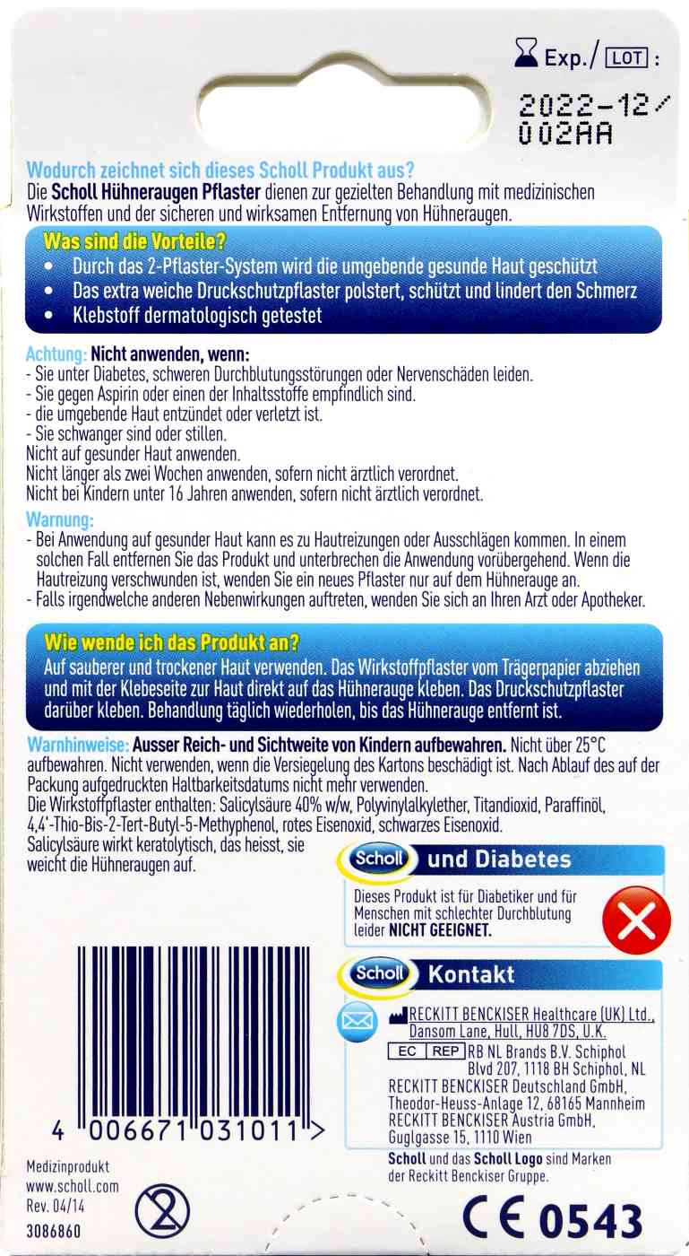 Scholl Hühneraugen Pflaster - 4 Stück Scholl Hühneraugen Pflaster - 4 Stück