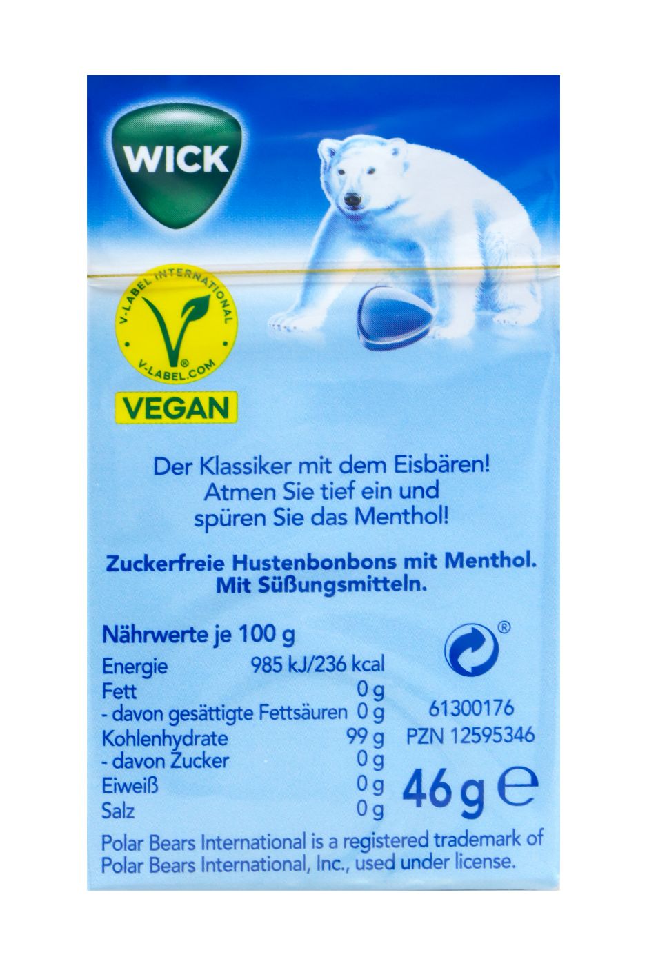 Wick Blau mit kühlenden Menthol Box ohne Zucker - 46 g Wick Blau mit kühlenden Menthol Box ohne Zucker - 46 g
